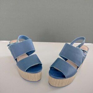 KELSI DAGGER BK Women's Dunes Blue Ankle Platform Sandles Natural/Blue Size 9